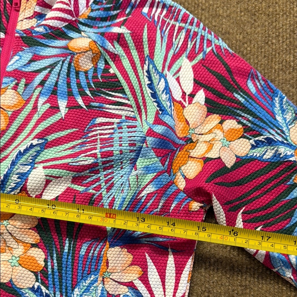 Tommy Bahama Golf & Tennis Womens Small 1/4 Zip Pullover FloralTextured - Picture 4 of 7